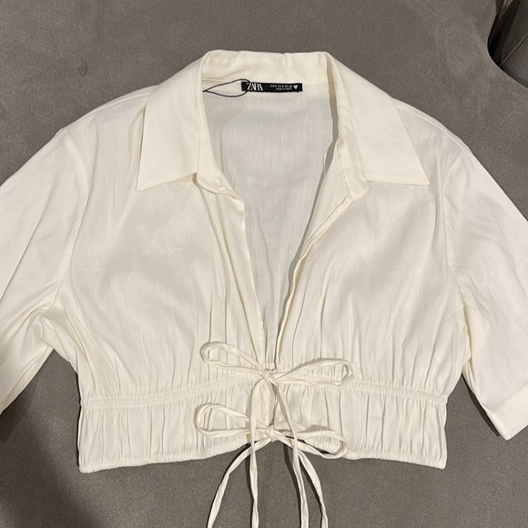 Zara tie front cropped shirt - Picture 2 of 9